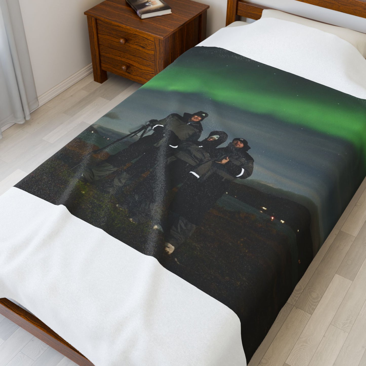 Velveteen Plush Blanket - Custom Personalized Northern Lights Design