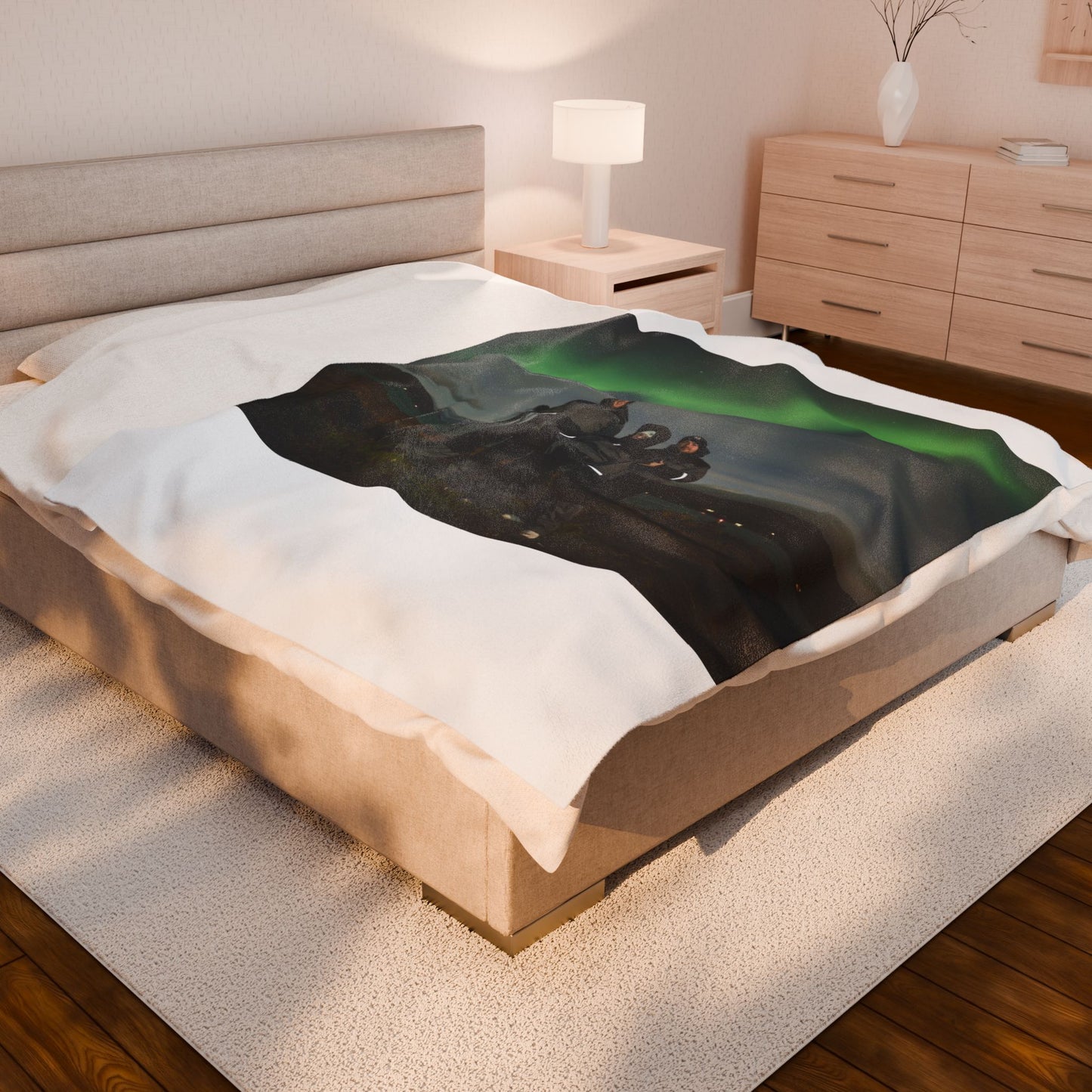 Velveteen Plush Blanket - Custom Personalized Northern Lights Design
