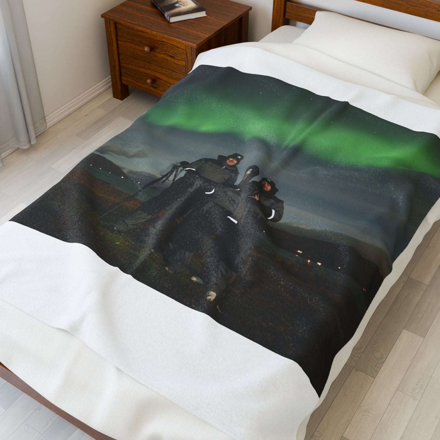 Velveteen Plush Blanket - Custom Personalized Northern Lights Design