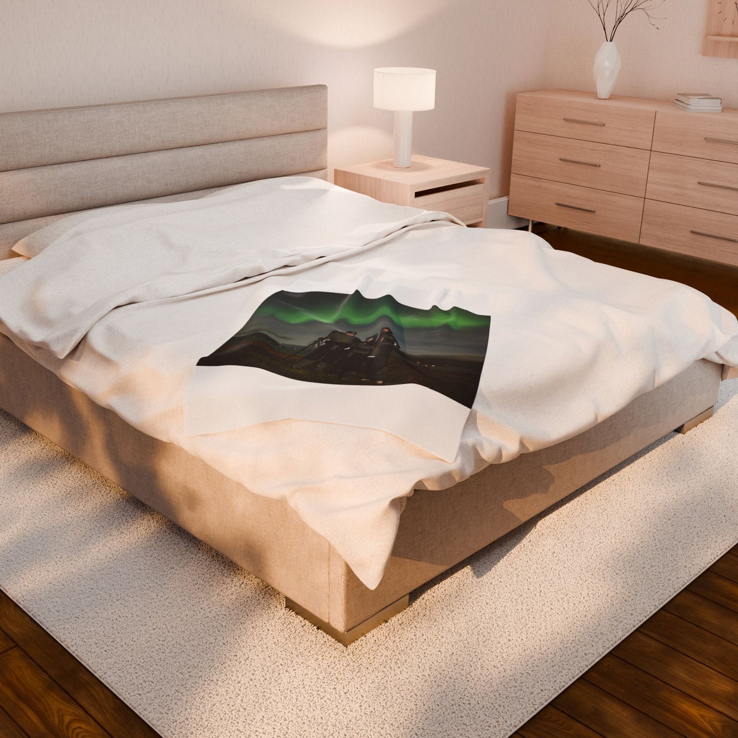 Velveteen Plush Blanket - Custom Personalized Northern Lights Design