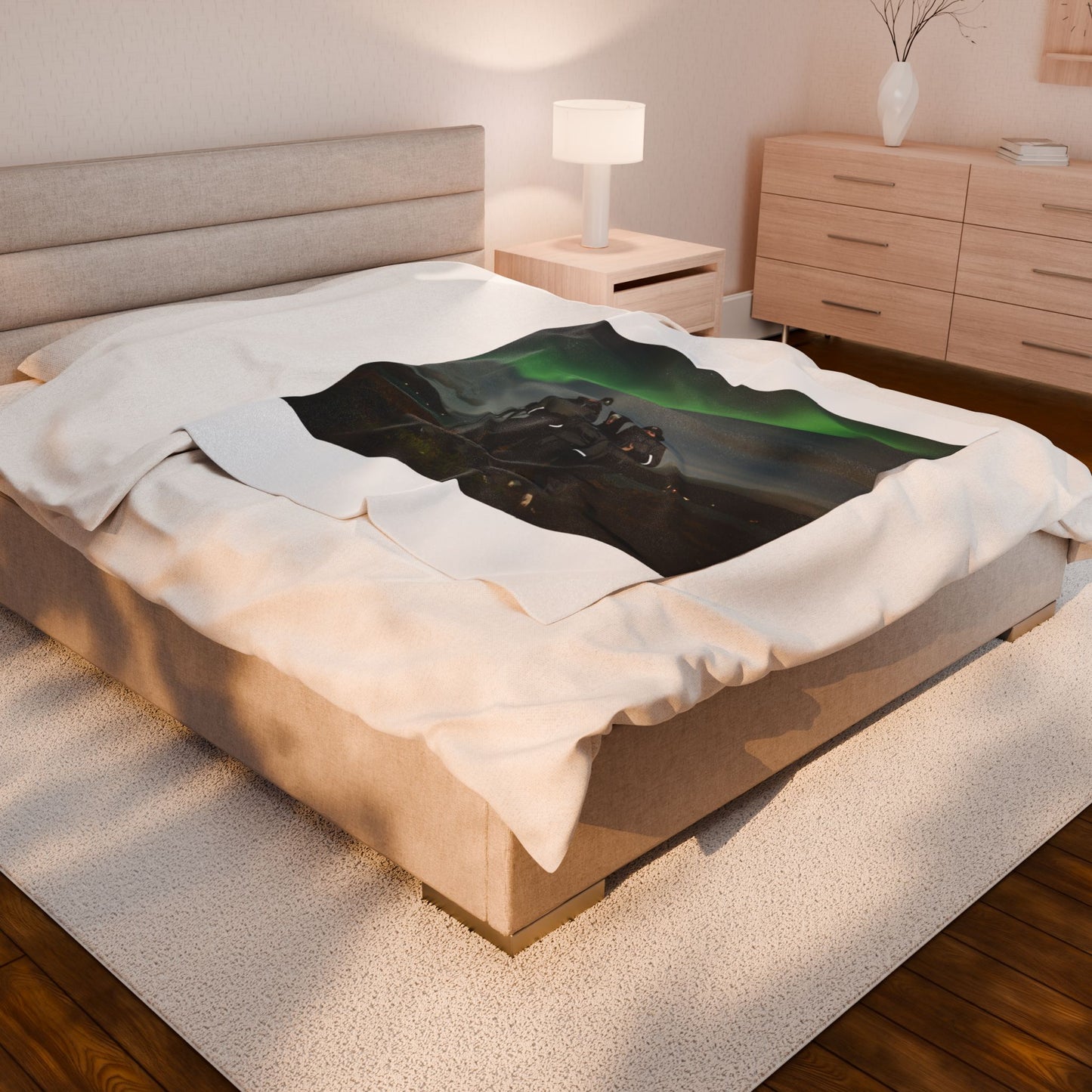 Velveteen Plush Blanket - Custom Personalized Northern Lights Design