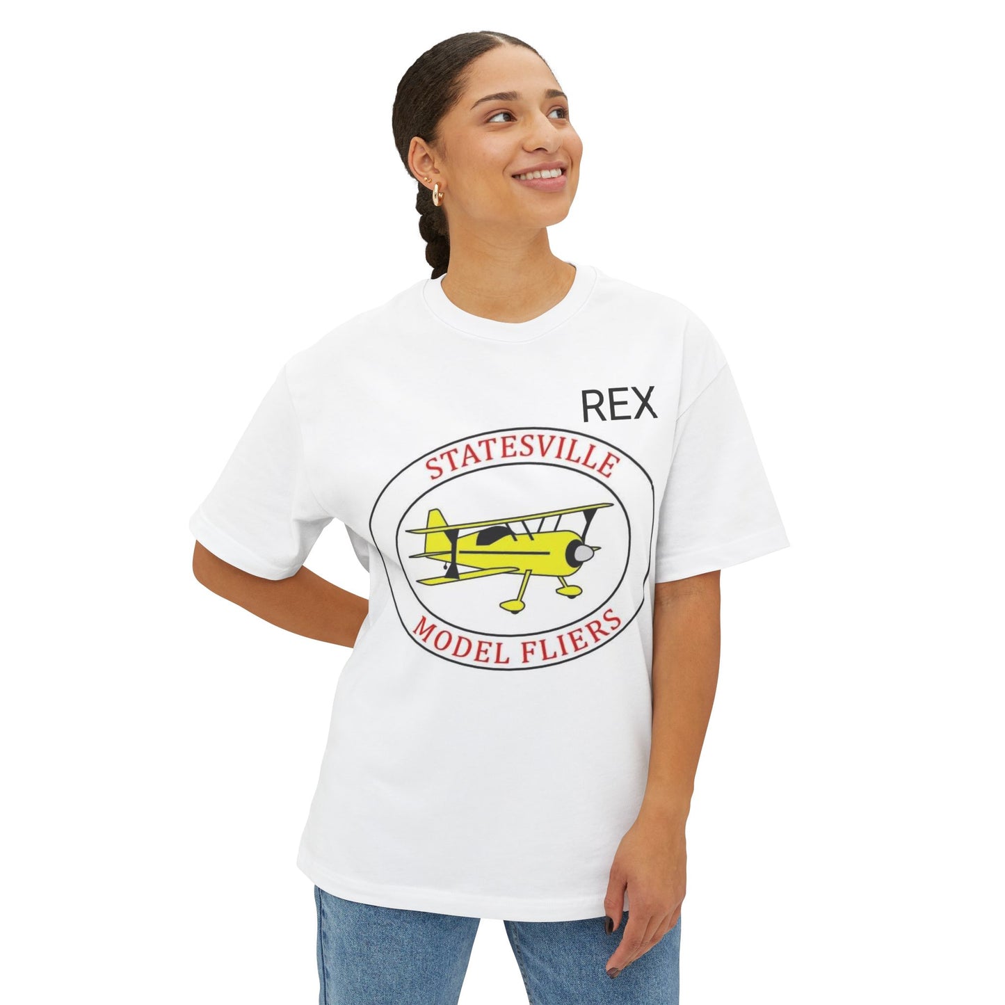 Statesville Model Flyers Unisex Oversized Boxy Tee - Personalized T-Shirt for Aviation Enthusiasts, Aviation Hobbyist Gift, Flying Club