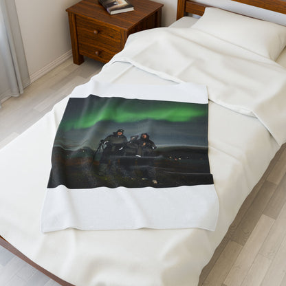 Velveteen Plush Blanket - Custom Personalized Northern Lights Design